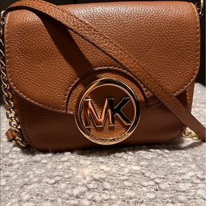 Michael Kors Mini Crossbody Bag in Brown with Gold Hardware